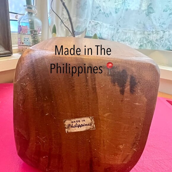 Vintage Hand-Carved Philippine Monkey Pod Wood Cube Container - Picture 4 of 15